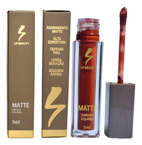  Batom Líquido Matte Cor Terracota - Lp Beauty Acabamento Mate