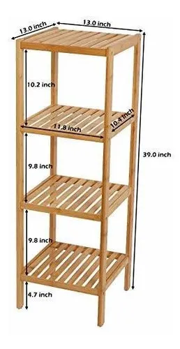 Estante De Bambú De 4 Niveles Para Baño, Torre Rectangular,
