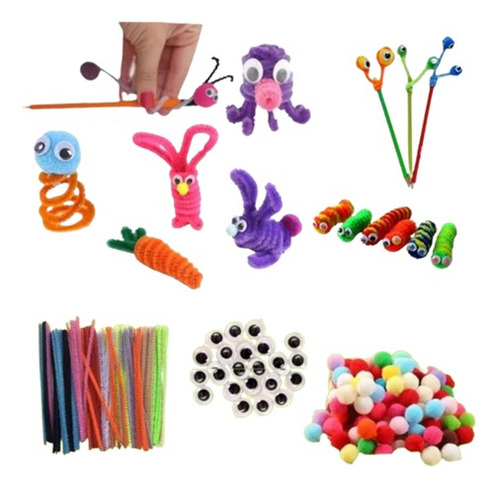 Limpador De Cachimbos Coloridos P/ Artesanato Kit Infantil