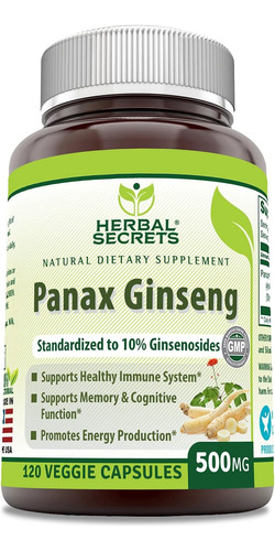 Herbal Secrets  Panax Ginseng 500 Mg 120 Cápsulas