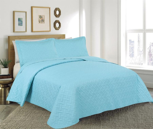 Quilt Mf Liso Celeste King