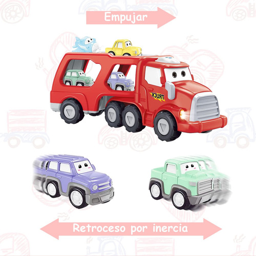 Carrito Juguetes 5 En 1 Camión Transporte Coches Y Avión Roj