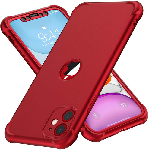 Funda Roja Para iPhone 11 Con Protector De Pantalla