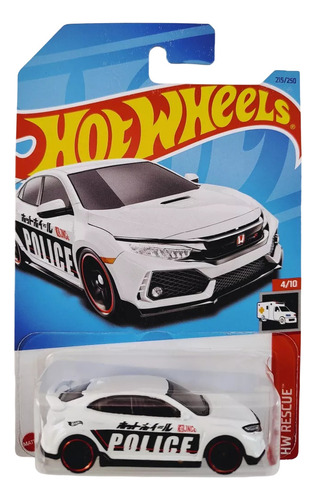 Hot Wheels 2018 Honda Civic Type R Police Car Blanco 215/250