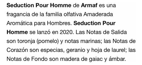Seduction Armaf Eau De Parfum Para Hombre 100ml