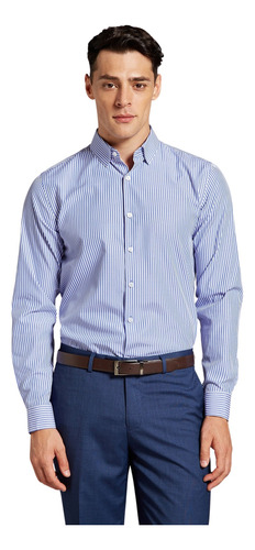 Camisa Devré De Vestir Rayada Azul Claro Hombre 44d000359060