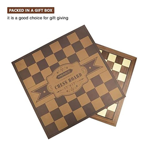 Amerous Tablero De Ajedrez De Madera De 17 Pulgadas Solament