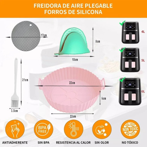 Air Fryer Silicona Reutilizable Moldes Para Hornear 7pcs