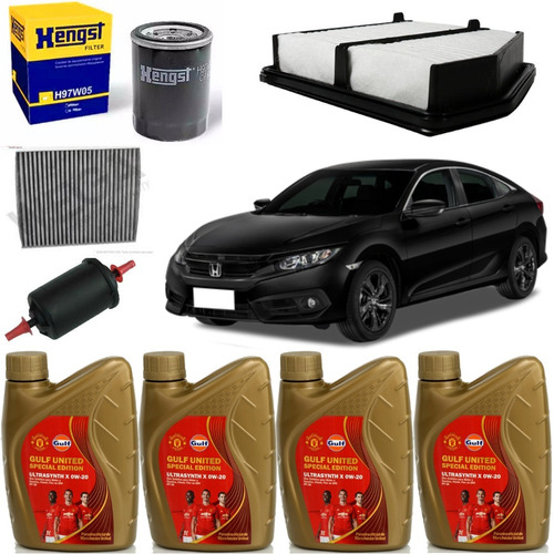 Kit Revisão Gulf 0w20 Honda Civic 2.0 Flexone 2017+