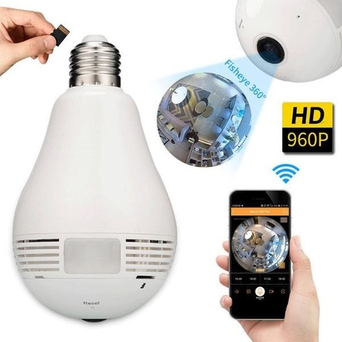 Lampara Wifi Led Ip Hd Camara Seguridad 360° Espia Parlante