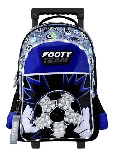 Mochila Carro 18 PuLG. Footy Futbol Pop It Con Luz Led 1791