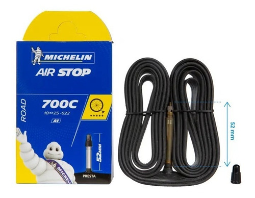 Câmara De Ar Michelin Air Stop 700 X 18/25 Bico 52mm Presta