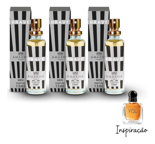Kit 3 Perfumes Brave Masculino 15ml Amakha Paris