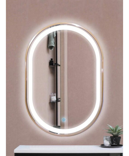 Espejo Led Touch Ovalado Dorado 80cm Goodwill