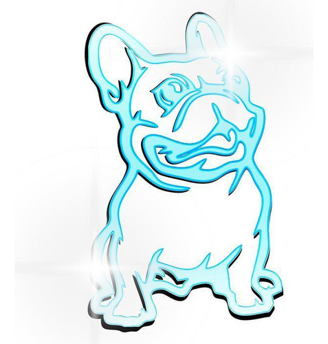 Acrílico Decorativo Espelhado Cachorro Pug Azul