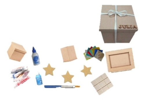 Caja De Arte Kit Set Manualidades Madera Pintar Niños Infant