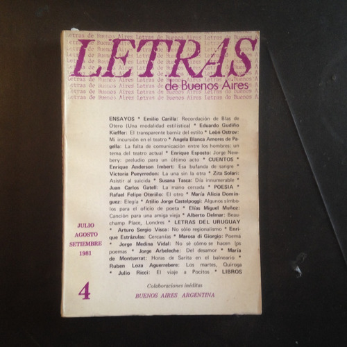 Revista Letras De Buenos Aires, N°4, 81 - Ostrov, Di Giorgio