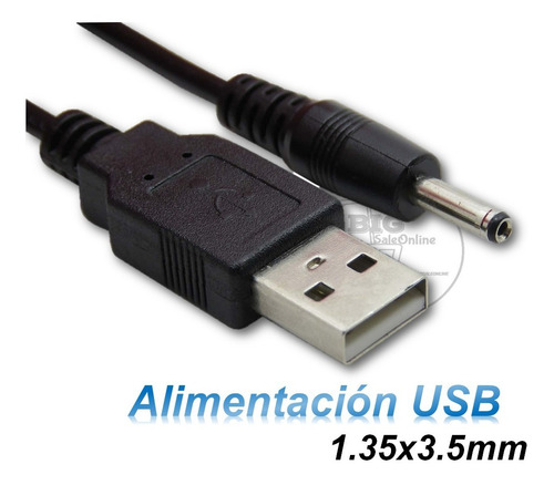Cable Usb Plug 1.35mm Alimentación Para Suiche Conversor Hub Negro