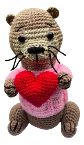 Amigurumi Nutria Con Chaleco Y Corazon Peluche