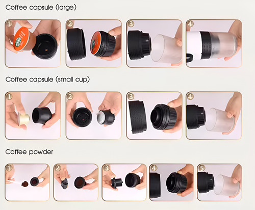 Cafetera Maquina Expresso Portátil 3 En 1 Usb Negro