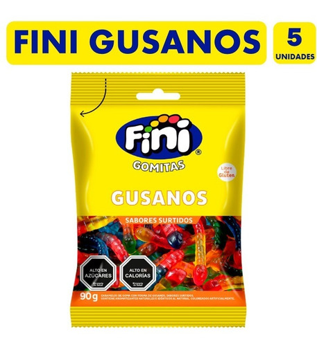 Gomitas En Forma De Gusanos Fini Surtidos (pack De 5 Uni)