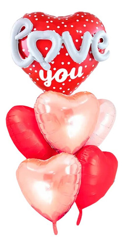 Set De Globos Corazones Diseño Love 10 Piezas San Valentin