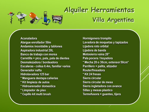 Alquiler Sillas Y Mesas Plástico O Generador Villa Argentina