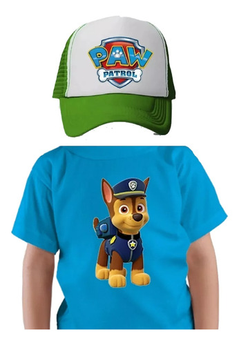 Polera Paw Patrol Chase Mas Jockey Gorro  - Niño -colores