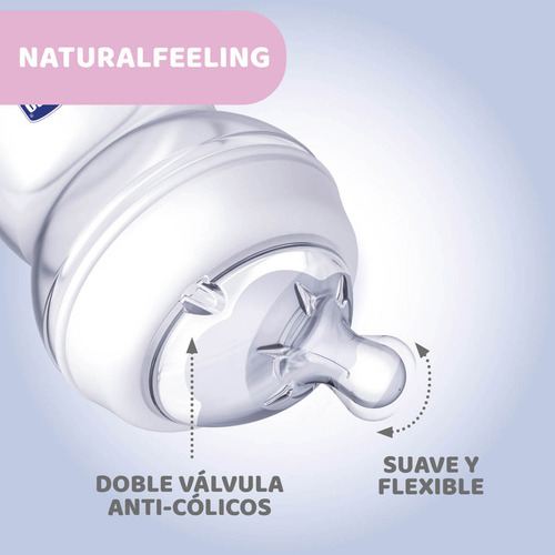 Biberón Chicco Naturalfeeling Boca Ancha 250ml 2m+ Rosa Rosa Natural