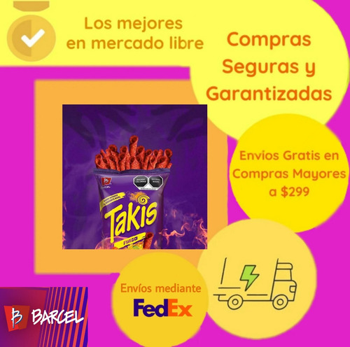 Barcel · Takis Fuego Morados Pack40 Botanas