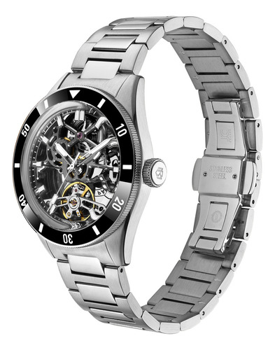 Reloj De Pulsera Minber Hombre M9167g-2-1 Automático Correa Silver/black