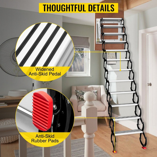 Vevor 3m Escalera Telescópica Retráctil Plegable Portátil Color Negro
