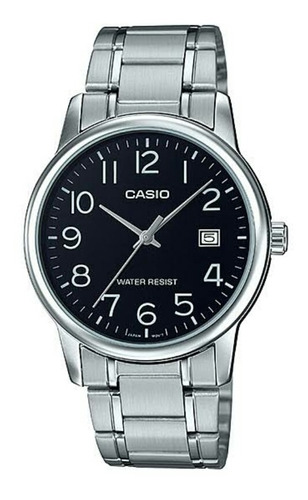 Reloj Casio Modelo Mtp-v002 Metal Carátula Negra