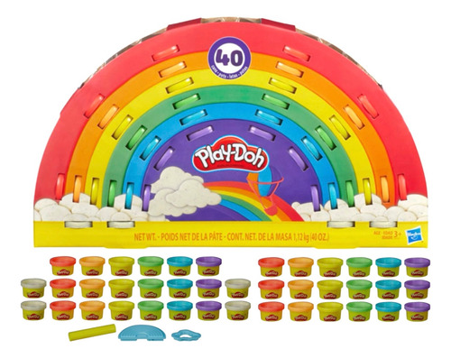 Mega Set Masas Play Doh Arcoíris 40 Latas