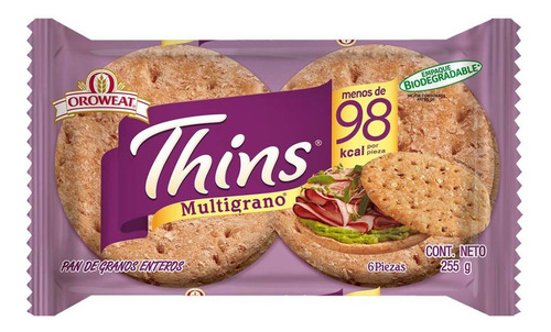 Pan Oroweat Thins Multigrano 6 piezas 255g