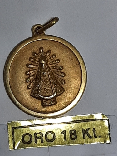 Medalla Oro 18klts Amarillo Virgen Lujan Relieve Pesa 2,1grs