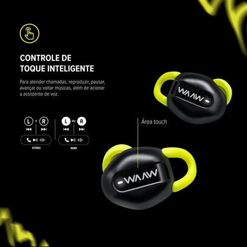 Fone De Ouvido Bluetooth Sport Waaw By Alok Move 200 Resistente À Água E 30 Horas De Autonomia