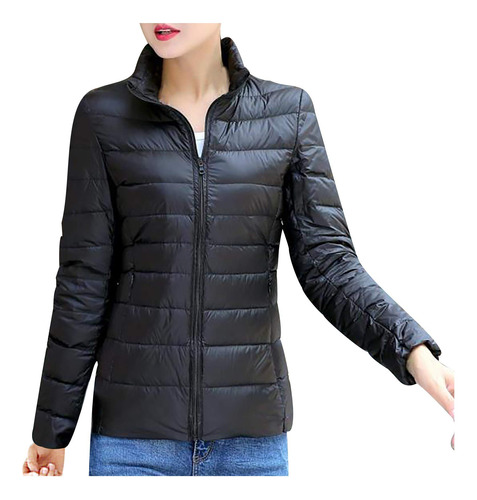 Chaqueta Plumon Para Mujer Estilo Parka Abrigo Cuello Manga