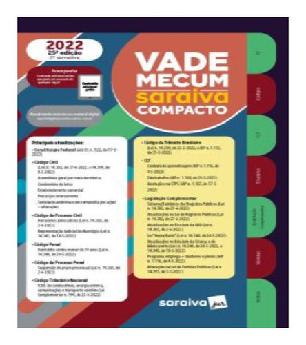 Vade Mecum Compacto Saraiva 25ª Edição - 2022/ 2º Semestre