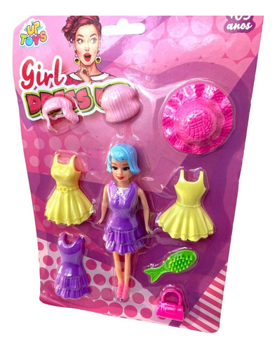 Brinquedo Boneca Troca De Roupa Girl Dressed Com Acessórios