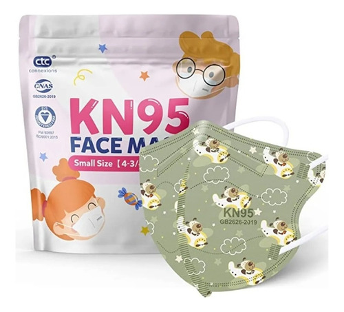 30 Pzas Cubrebocas Kn95 Infantil 5 Capas / Para Niños Color Multicolor