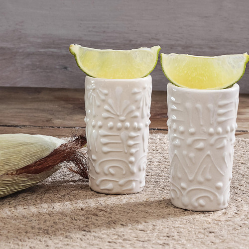 Set De 4 Caballitos Tequileros De Cerámica 60 Ml Talavera