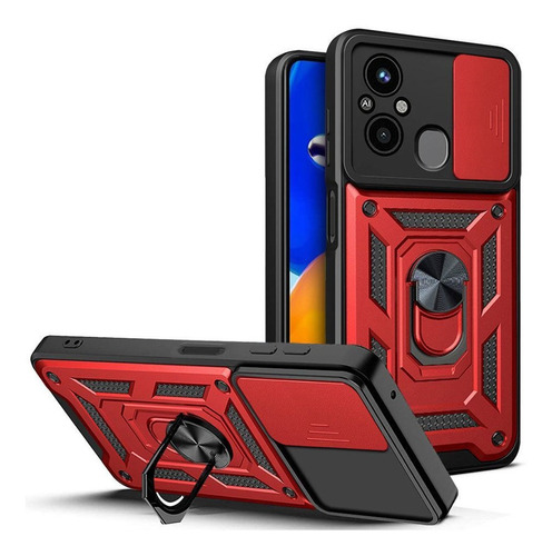 Estuche Protector Para Xiaomi Redmi 12c Rojo 3 En 1