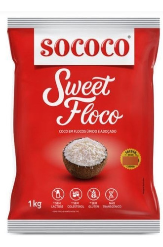 Pacote Coco Ralado Sococo 1kg * Sweet Floco Umido E Adoçado