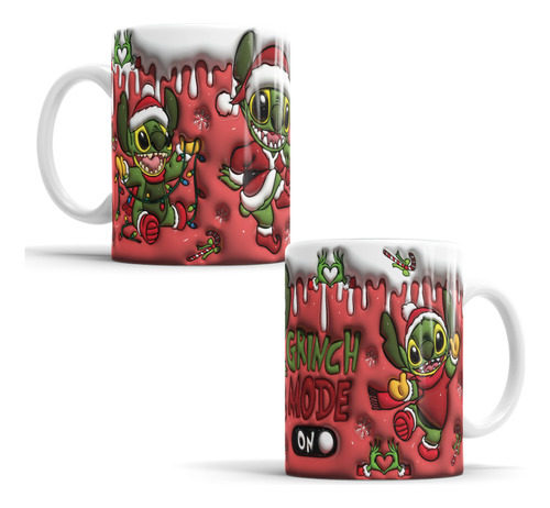 Tazas Navideñas De Stitch En 3d Personalizadas 325 Ml 11oz