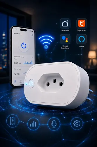 Qonex Tomada Inteligente Wi-Fi 16A Bivolt Qonex Automação Smart Plug Interruptor