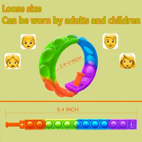 80 Pulseras Antiestrés Con Burbujas Juguetes Sensoriales Par