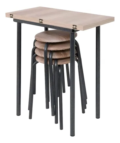 comprar Conjunto Jogo Mesa Ciplafe Expert Dobravel 4 Banquetas Bp 0,72m Tampo Carvalho Assento Capuccino