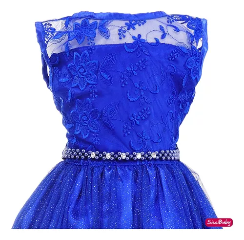 Vestido Infantil Princesa Luxo Azul Royal