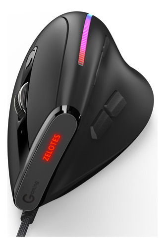 Mouse Gamer Zelotes Programable Vertical Ergonomico 9 Boton Color Negro